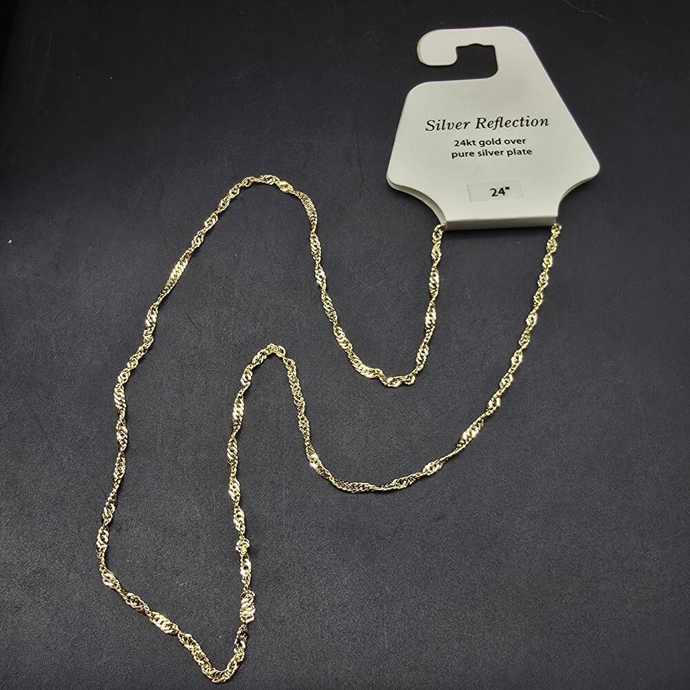 Silver Reflections Gold Plated Chain 24 Inch NWT - Picture 6 of 6